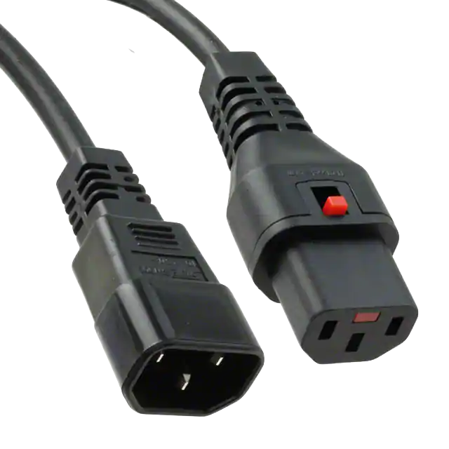 IEC-Lock power cable, IEC60320 C14/C13, 10A, 250VAC, BLACK