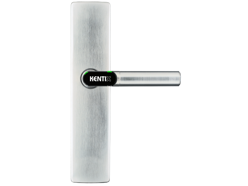 DoorLock-LE Türbeschlag (MIFARE® DESFire®) breit, blind ohne Lochung, U-Form abgerundet, IP55, Brandschutz, RECHTS