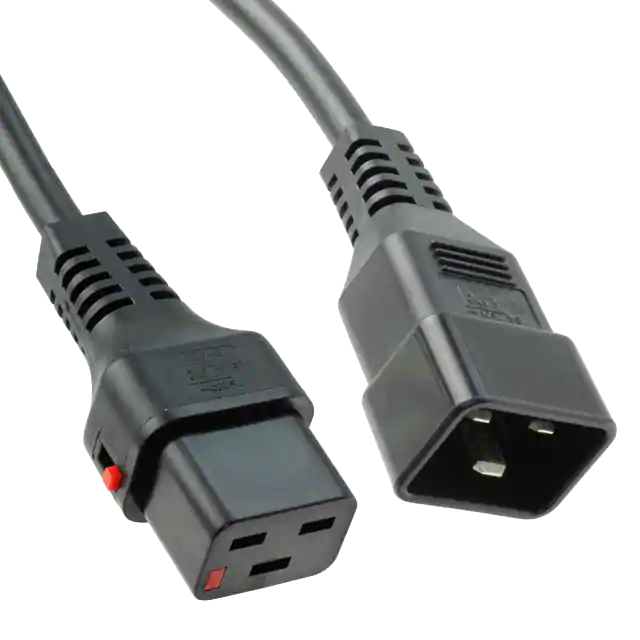 IEC-Lock power cable, IEC60320 C19/C13, 16A, 250VAC, BLACK